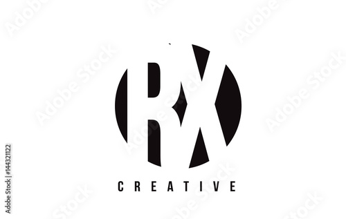 RX R X White Letter Logo Design with Circle Background.