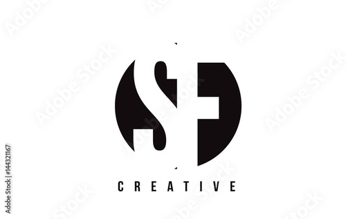 SF S F White Letter Logo Design with Circle Background.