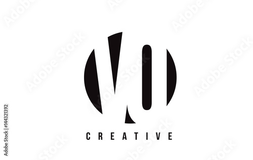 VO V O White Letter Logo Design with Circle Background.