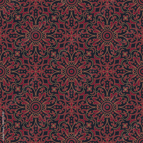 Vector floral seamless pattern background in Arabian style. Arabesque pattern. Eastern ethnic ornament. Elegant texture for backgrounds.