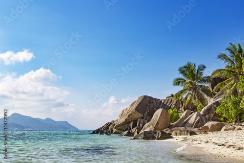 Tropical rocky beach Seychelles