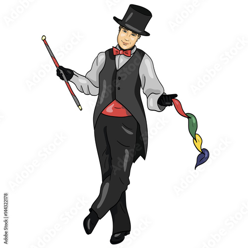 magic master with stick and shawls