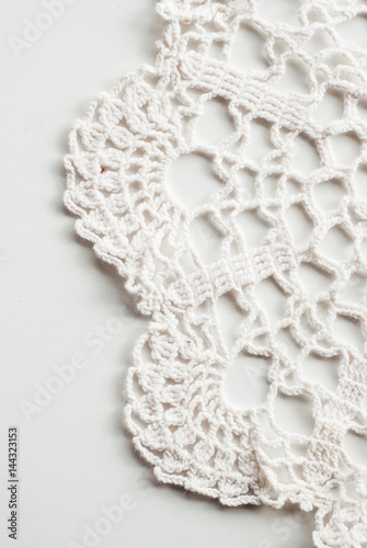 Details of hand-crocheted tablecloth