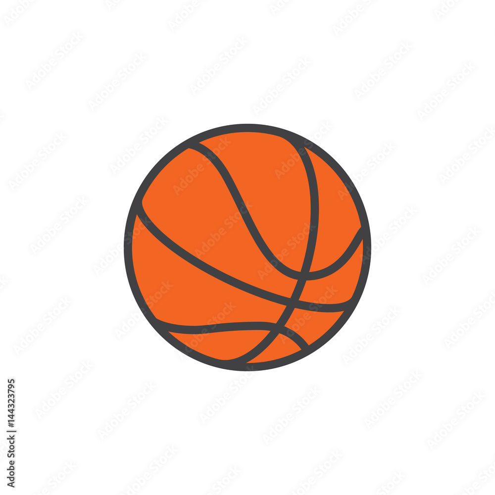 Basketball ball filled outline line icon, line vector sign, linear colorful pictogram isolated on white. Symbol, logo illustration. Editable stroke. Pixel perfect