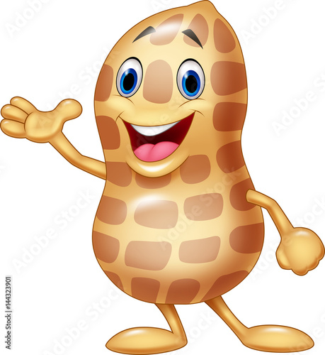 Cartoon peanut isolated on white background