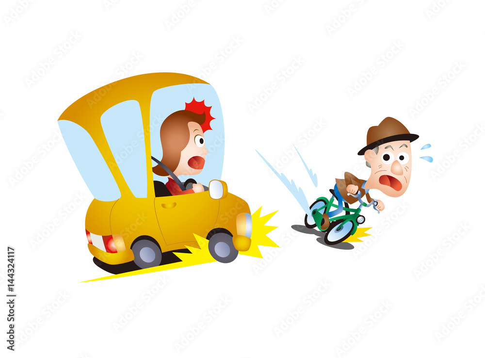 高齢者の交通安全 高齢者の自転車飛び出しイラスト Stock Illustration Adobe Stock