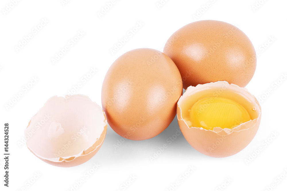 Single brown chicken egg isolated on white Single brown chicken egg isolated on white