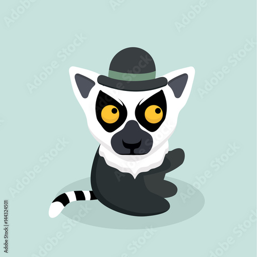 Cute cartoon ring tailed lemur.