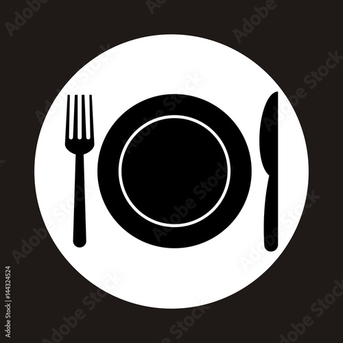 kitchen icon of dish, fork and knife
