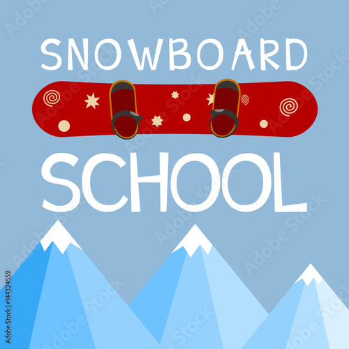 Snowboarding school logo, emblem, design element. Club logotype.