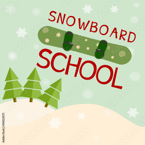 Snowboard school logo template. Vector.