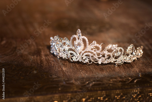 Wedding crown tiara diadem. Luxury accessories photo