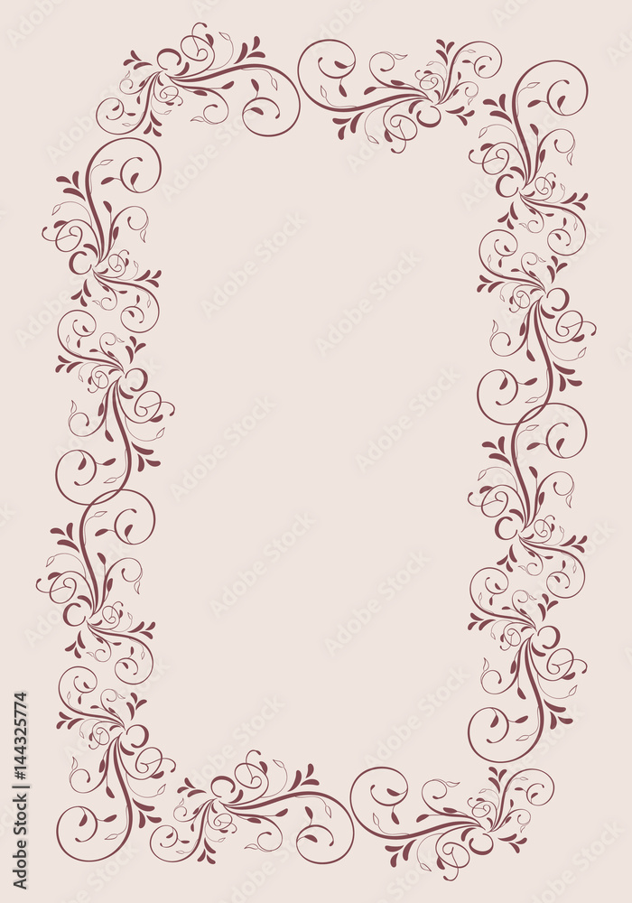 vintage frame with leaves isolated on background. Vector calligraphy illustration EPS10