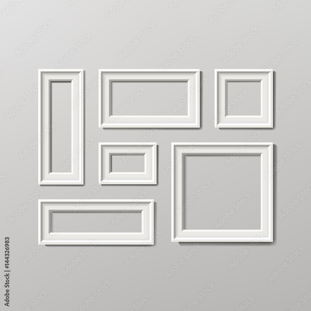 Blank Picture Frame Template Composition Set Vector Isolated on Wall Background Blank Picture Frame Template Composition Set Vector Isolated on Wall Background