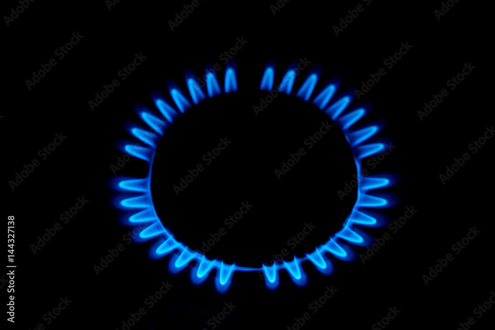 Gas burner flames view from the top isolated on black Gas burner flames view from the top isolated on black