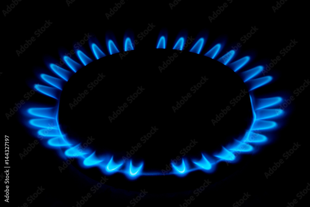 Gas burner flames view from the top isolated on black Gas burner flames view from the top isolated on black