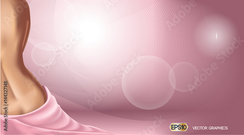 Pink background with woman body. Skin care or ads template. 3D Realistic Woman silhouette illustration. Pastel Pink Nude colors