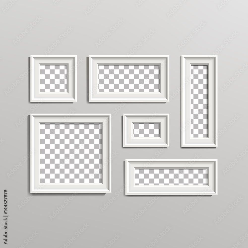 Blank Picture Frame Template Composition Set Vector Illustration