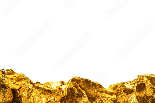 Golden nuggets isolated on white background