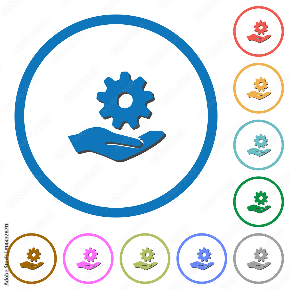 Maintenance service icons with shadows and outlines Maintenance service icons with shadows and outlines