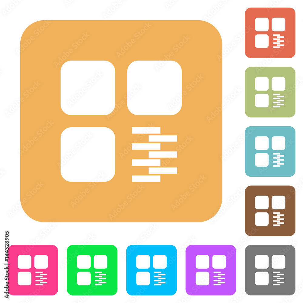Zip component rounded square flat icons
