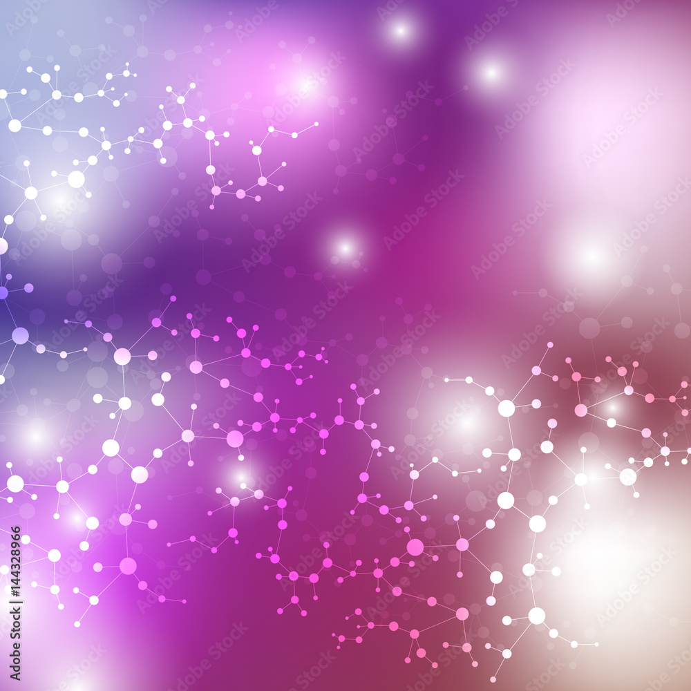 Structure molecule and communication. Dna, atom, neurons. Scientific concept for your design. Connected lines with dots. Medical, technology, chemistry, science background. Vector illustration. Structure molecule and communication. Dna, atom, neurons. Scientific concept for your design. Connected lines with dots. Medical, technology, chemistry, science background. Vector illustration.