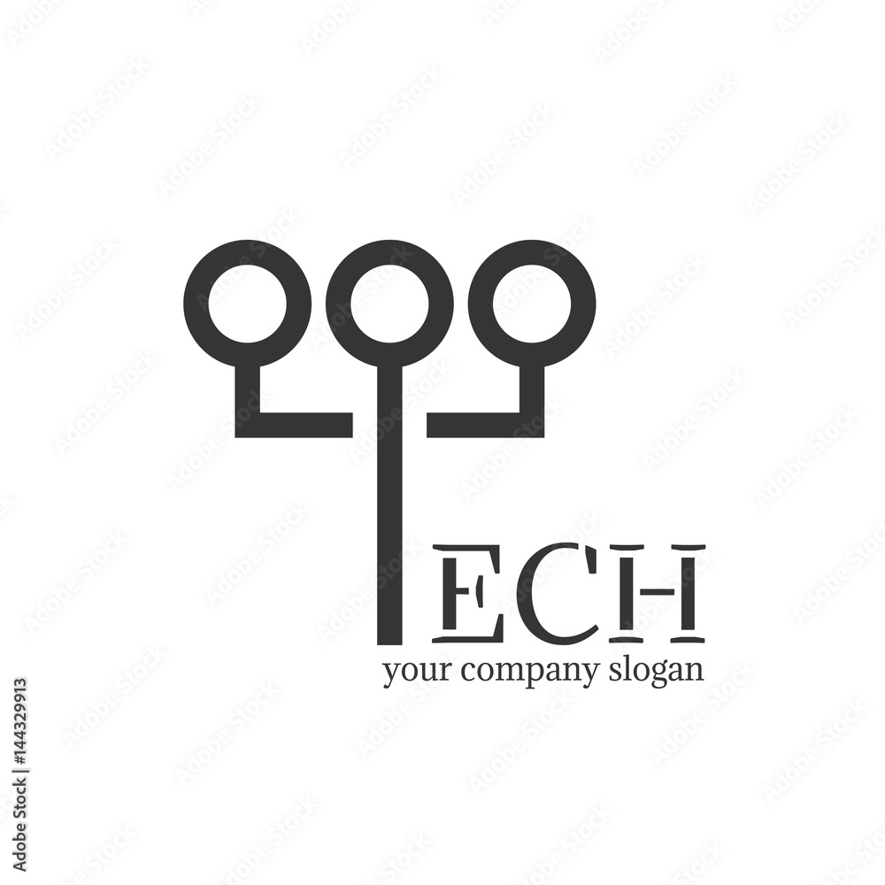 Technology logo. Broken letters. Design element for logo, label, emblem, name company. Technology logo. Broken letters. Design element for logo, label, emblem, name company.