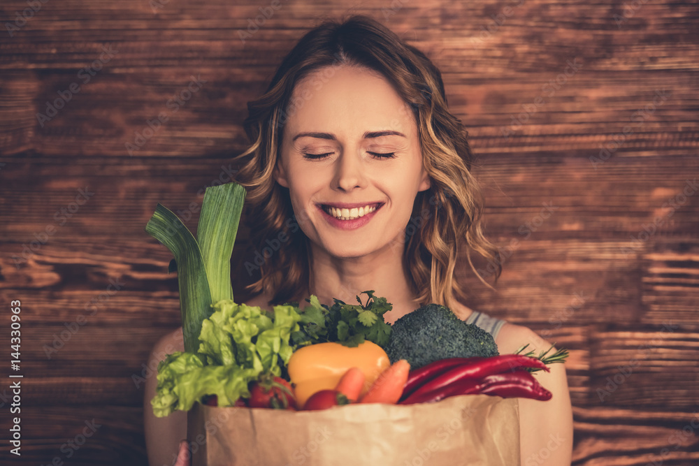 Woman with healthy food Woman with healthy food