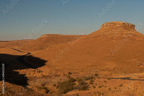 The golden gate highlands park in the middle of winter is dry and brown. Free state, South Africa.