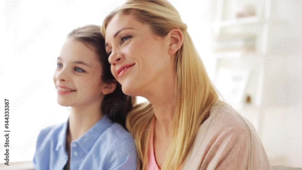 happy smiling mother and girl at home happy smiling mother and girl at home
