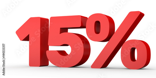 Fifteen percent off. Discount 15 %.