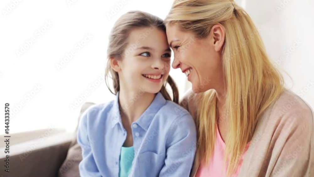 happy mother and girl looking at each other happy mother and girl looking at each other
