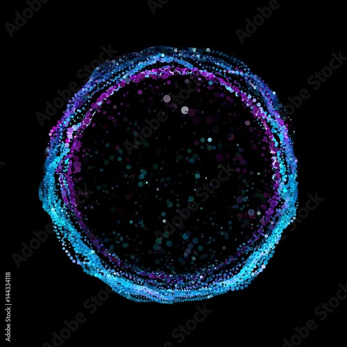 Abstract vector mesh background. Colorful point array. Ring of glowing points. Futuristic technology style. Elegant background for business presentations.