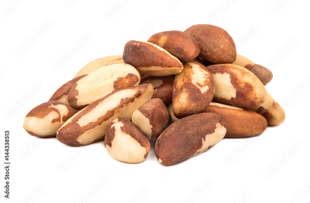 Bunch of raw Brazil nuts on white background Bunch of raw Brazil nuts on white background