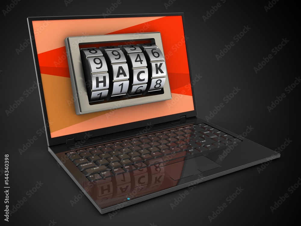 3d laptop computer and hack lock 3d laptop computer and hack lock
