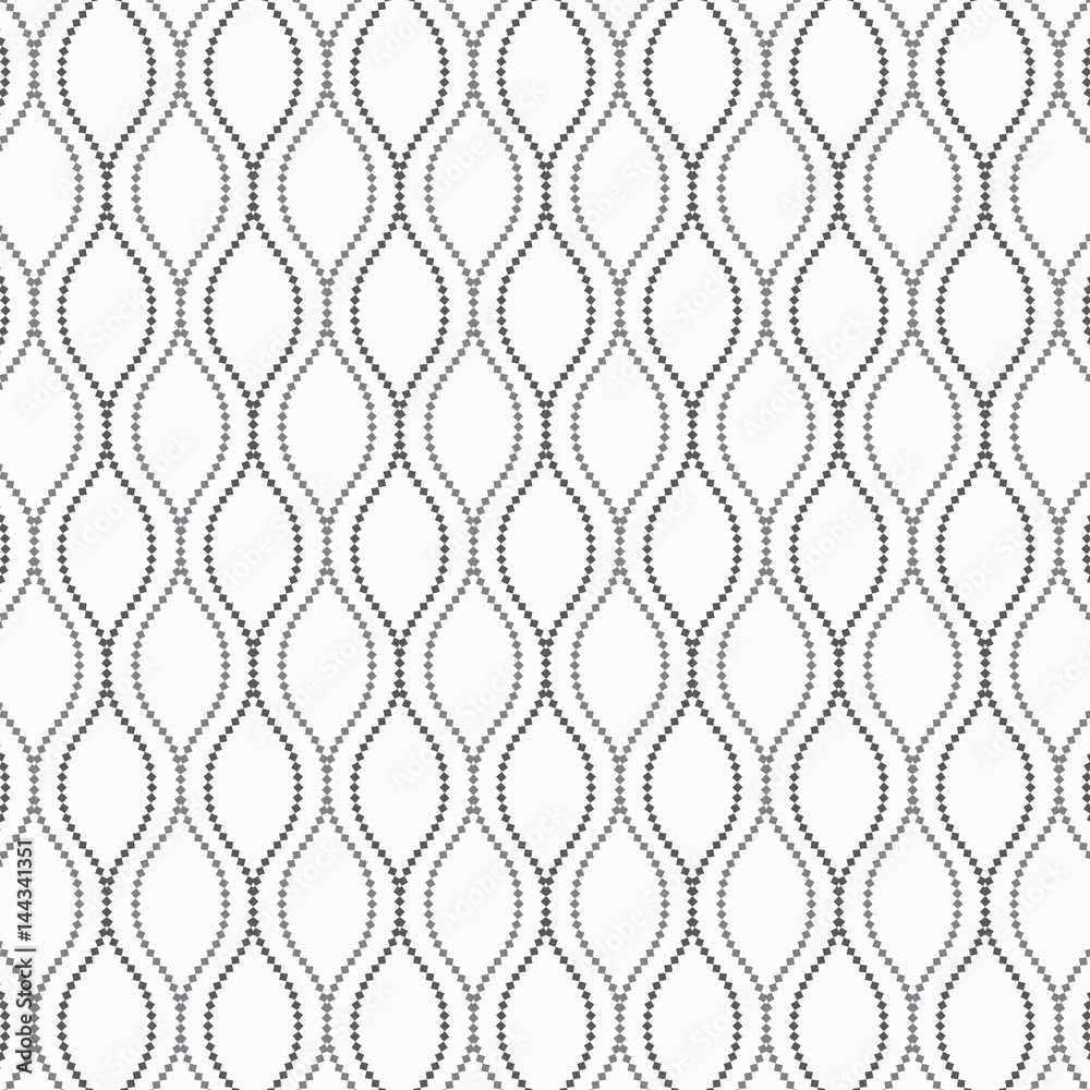 Naklejka premium Vector pattern, repeating abstract garland decorates with small squares on wavy line. pattern is on swatches panel
