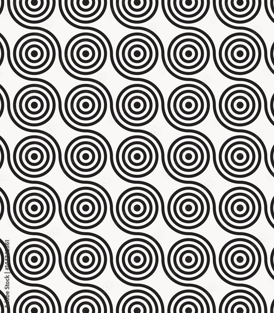 Vector pattern, repeating circles in wavy line, modern stylish monochrome. pattern is on swatches panel Vector pattern, repeating circles in wavy line, modern stylish monochrome. pattern is on swatches panel