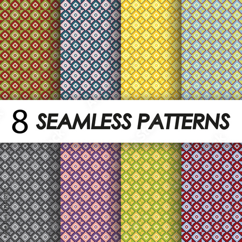 set of seamless patterns with geometric pattern, like tiles