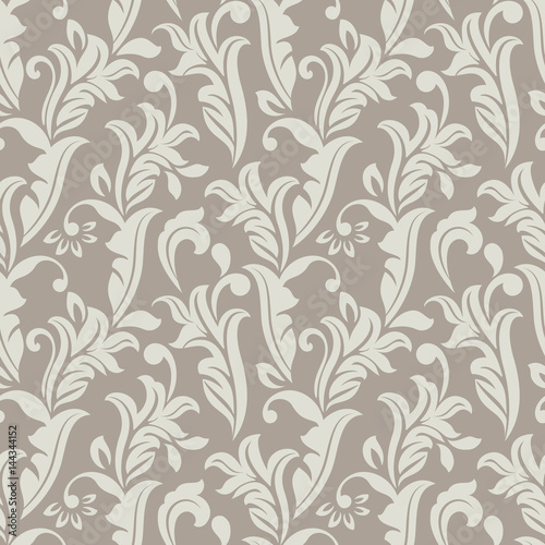 Seamless white and beige floral vector background