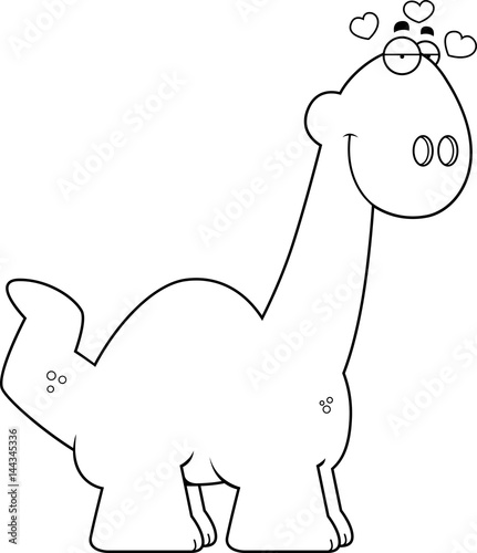 Cartoon Apatosaurus in Love