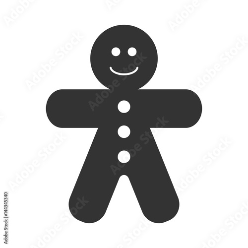 Gingerbread man. Christmas symbol, black flat icon. Illustration