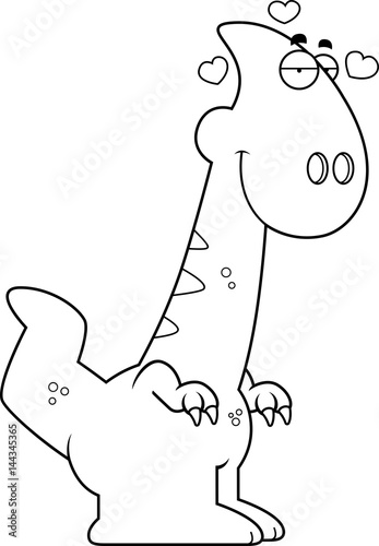 Cartoon Parasaurolophus in Love