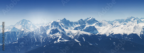 Beautiful Landscape with Snowy Mountains. Blue Sky. Horizontal. Alps, Austria. © nerudol