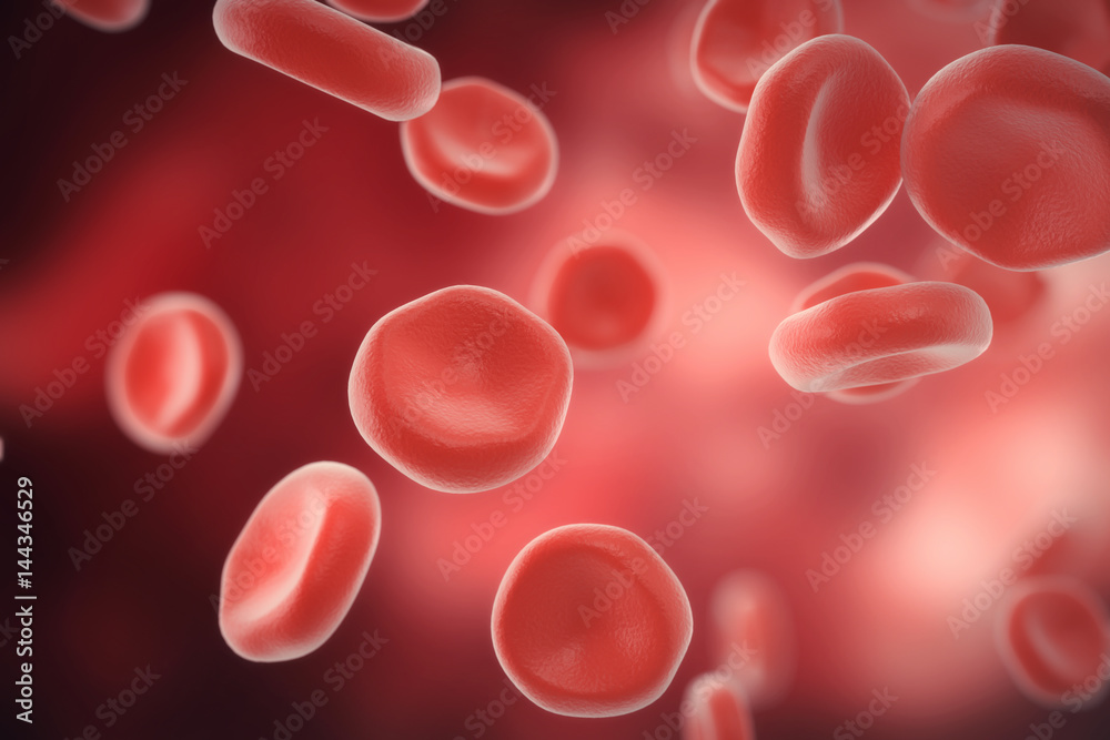 Abstract red blood cells, scientific or medical or microbiological concept, 3d rendering