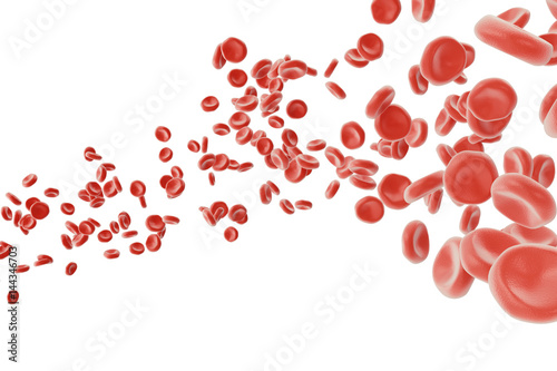 Red blood cells: responsible for oxygen carrying over, regulation pH blood, a food and protection of cages of an organism. 3d rendering isolated on white backgorund