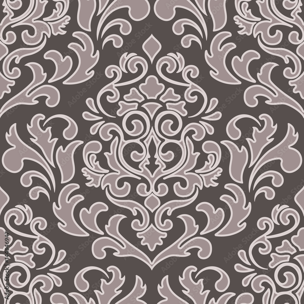Fototapeta premium Vector damask seamless pattern element. Classical luxury old fashioned damask ornament, royal victorian seamless texture for wallpapers, textile, wrapping. Exquisite floral baroque template.