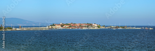 Panorama of Old Town of Nessebar, Bulgaria. Nessebar is an ancient town and one of the major seaside resorts on the Bulgarian Black Sea Coast.
