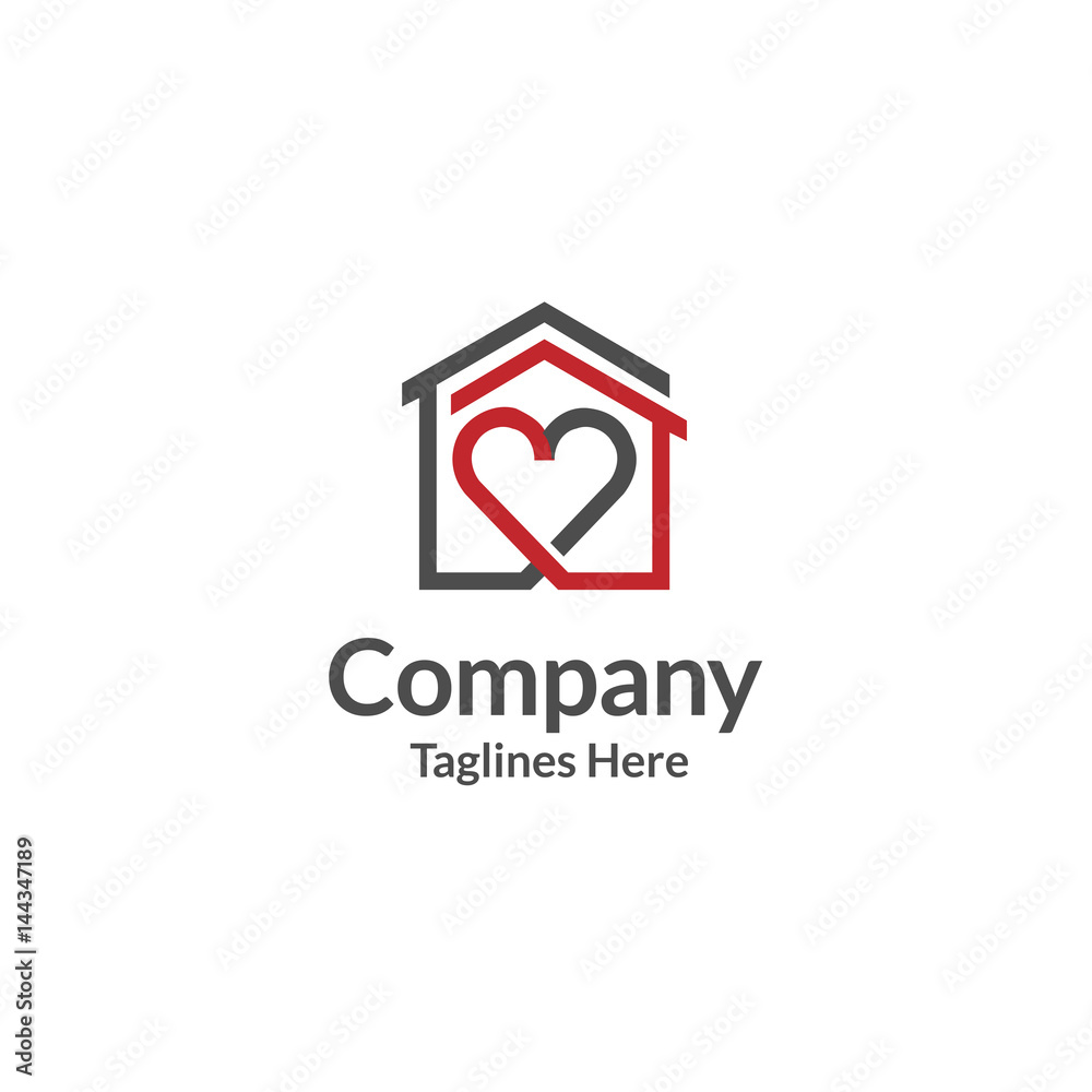 house and heart logo vector. home care logo vector, Heart love, love home familly logo , royalty. Realty logo, mortgage. Real estate. Lawyer office. Development logo
