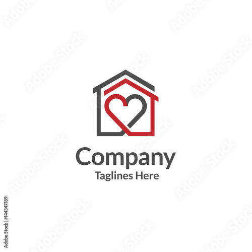 house and heart logo vector. home care logo vector, Heart love, love home familly logo , royalty. Realty logo, mortgage. Real estate. Lawyer office. Development logo
