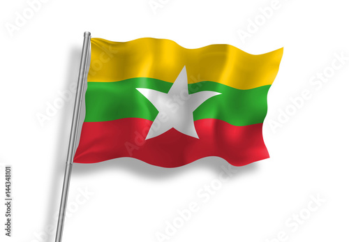 Drapeau de Birmanie (Myanmar) en qualité vectorielle 